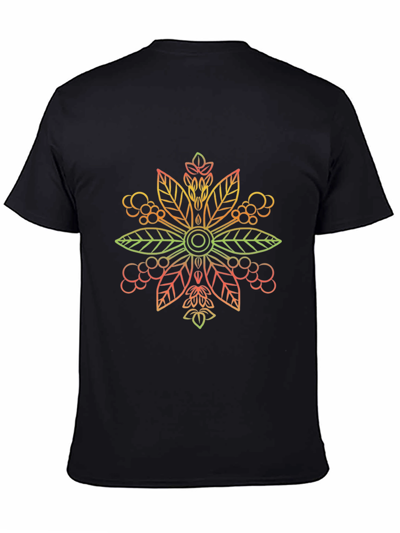 Black T-Shirt with Gradient Floral Design