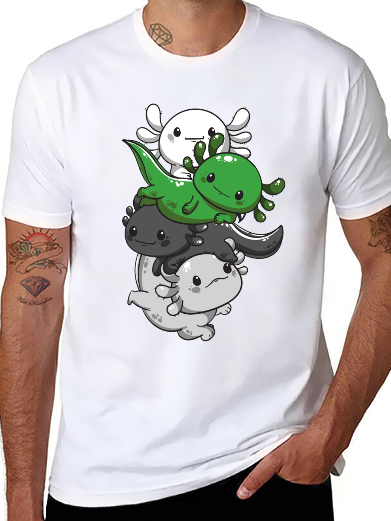 Axolotl Stack T-Shirt - Cute Amphibian Design
