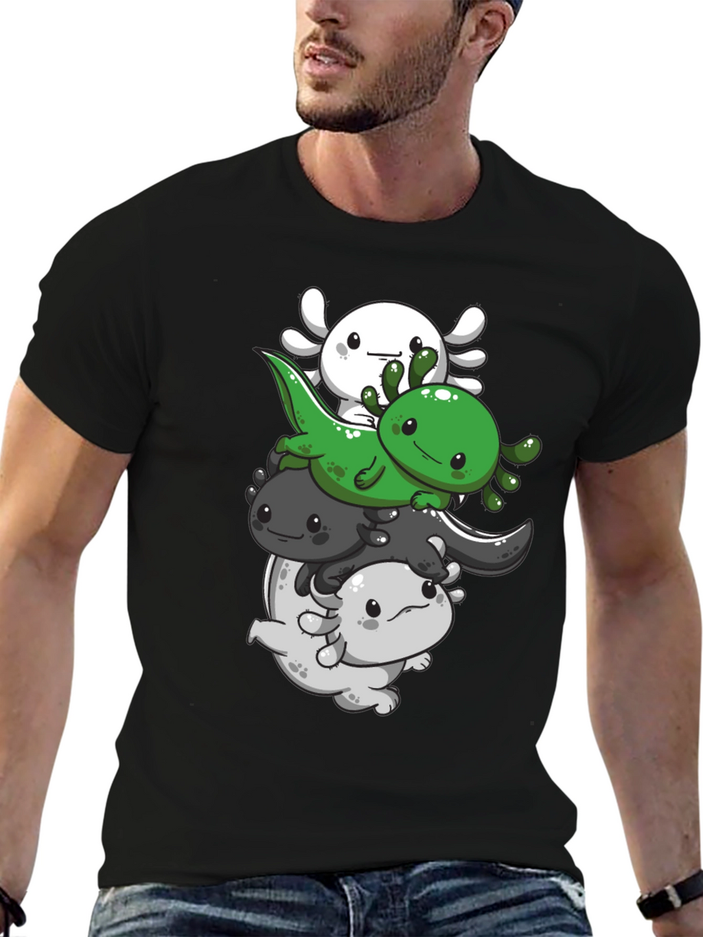 Axolotl Stack T-Shirt - Cute Amphibian Design