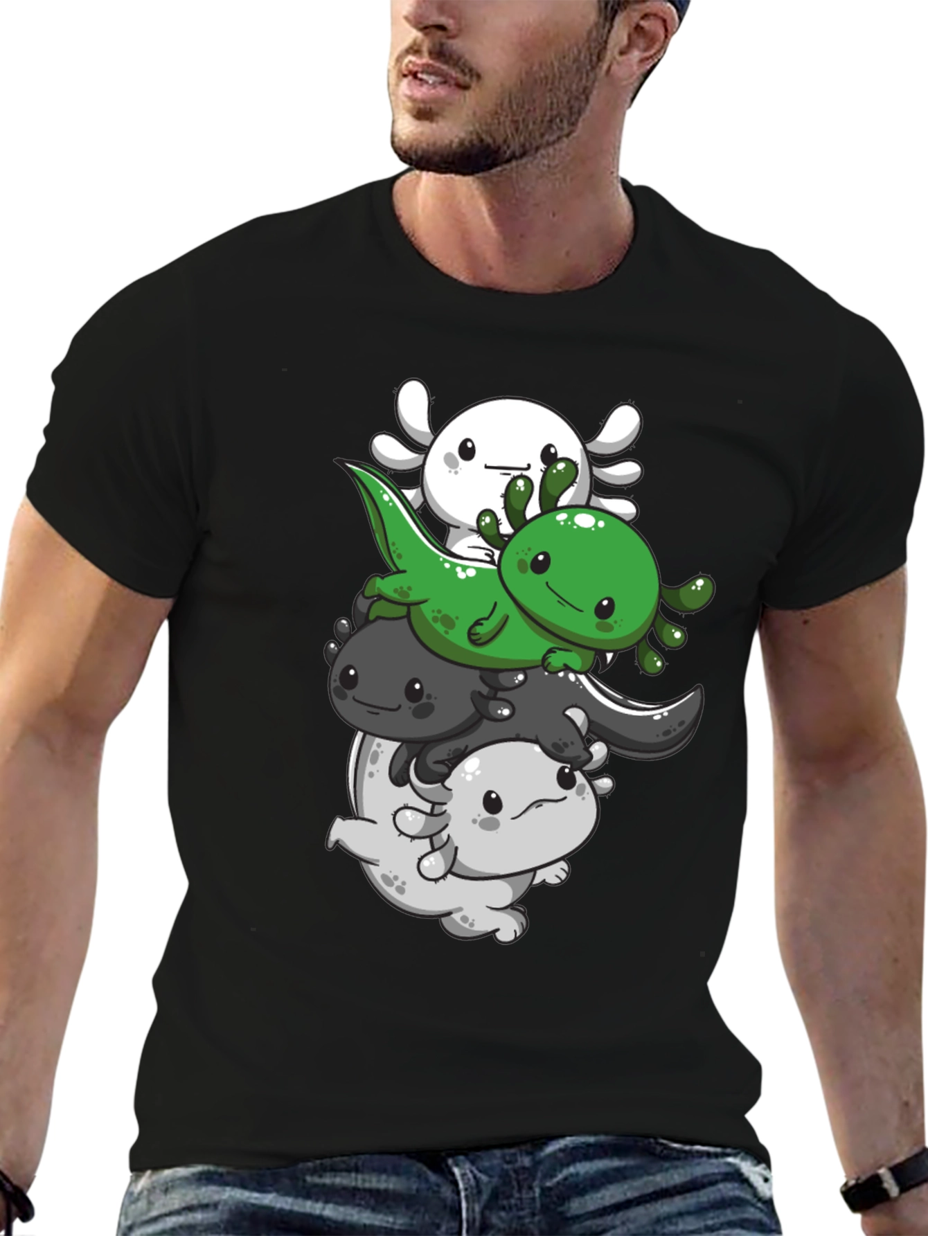 Axolotl Stack T-Shirt - Cute Amphibian Design