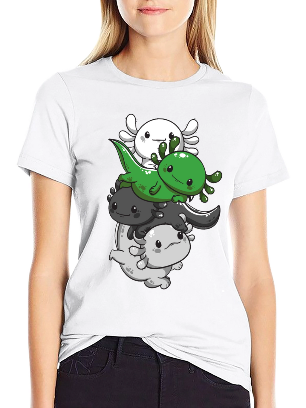 Axolotl Stack T-Shirt - Cute Amphibian Design