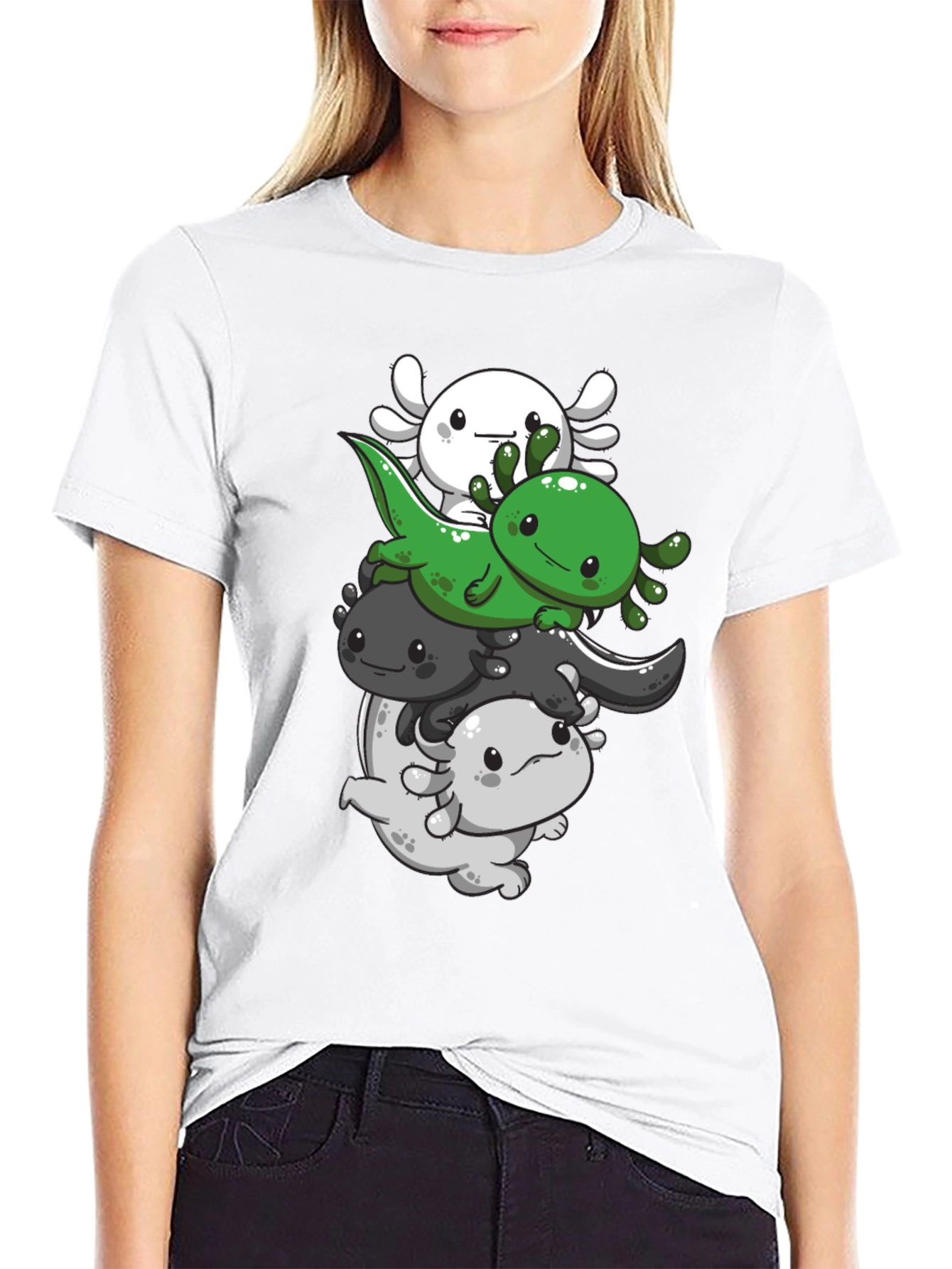 Axolotl Stack T-Shirt - Cute Amphibian Design
