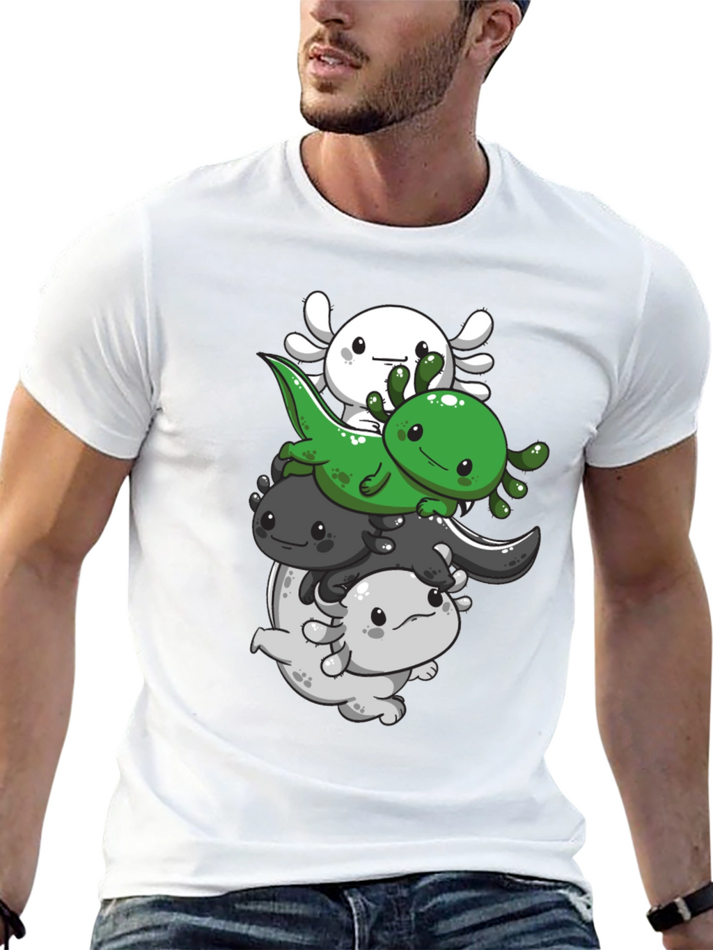 Axolotl Stack T-Shirt - Cute Amphibian Design