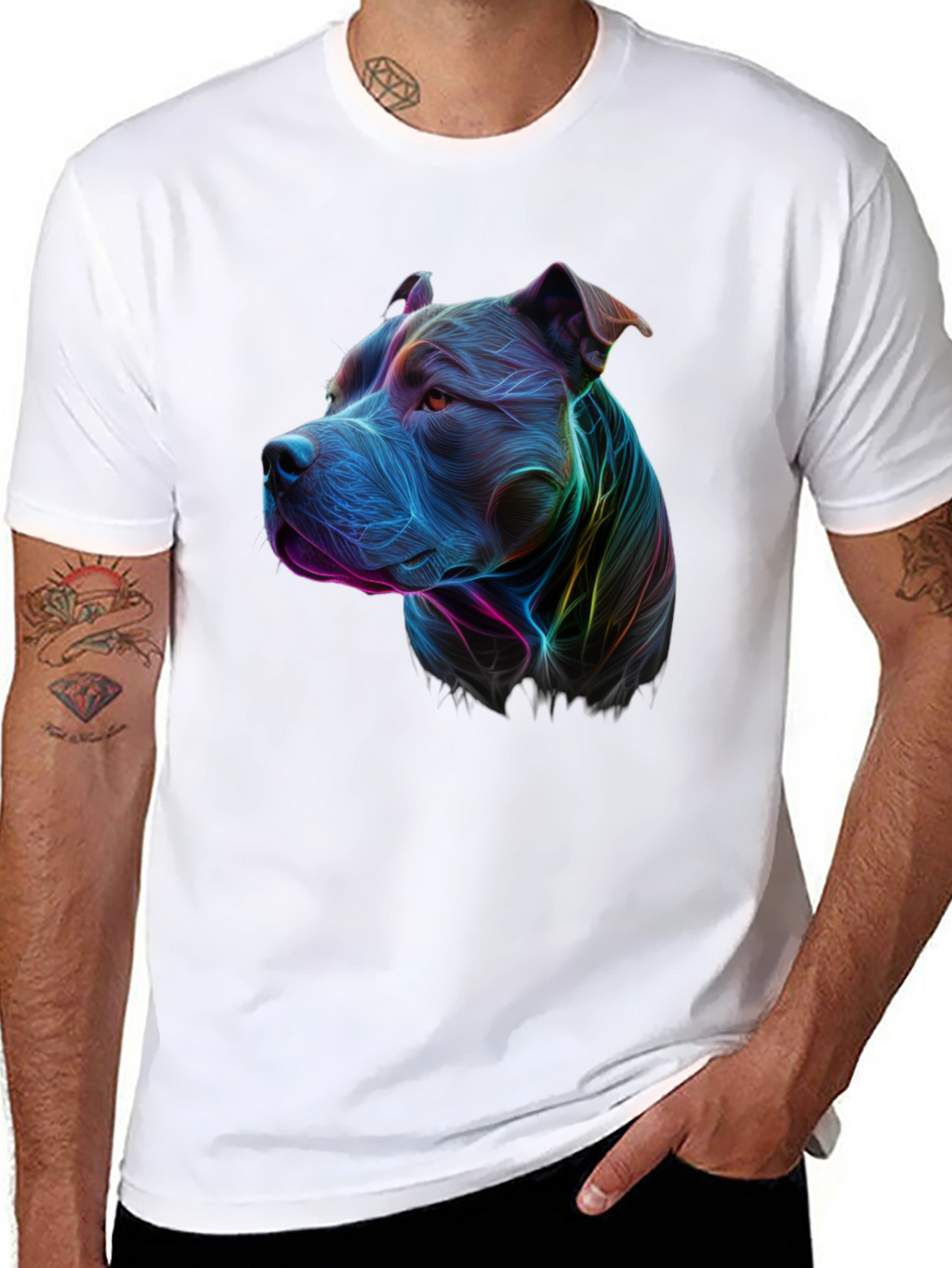 Vibrant Pitbull Graphic Tee - Unique Dog Lover Shirt