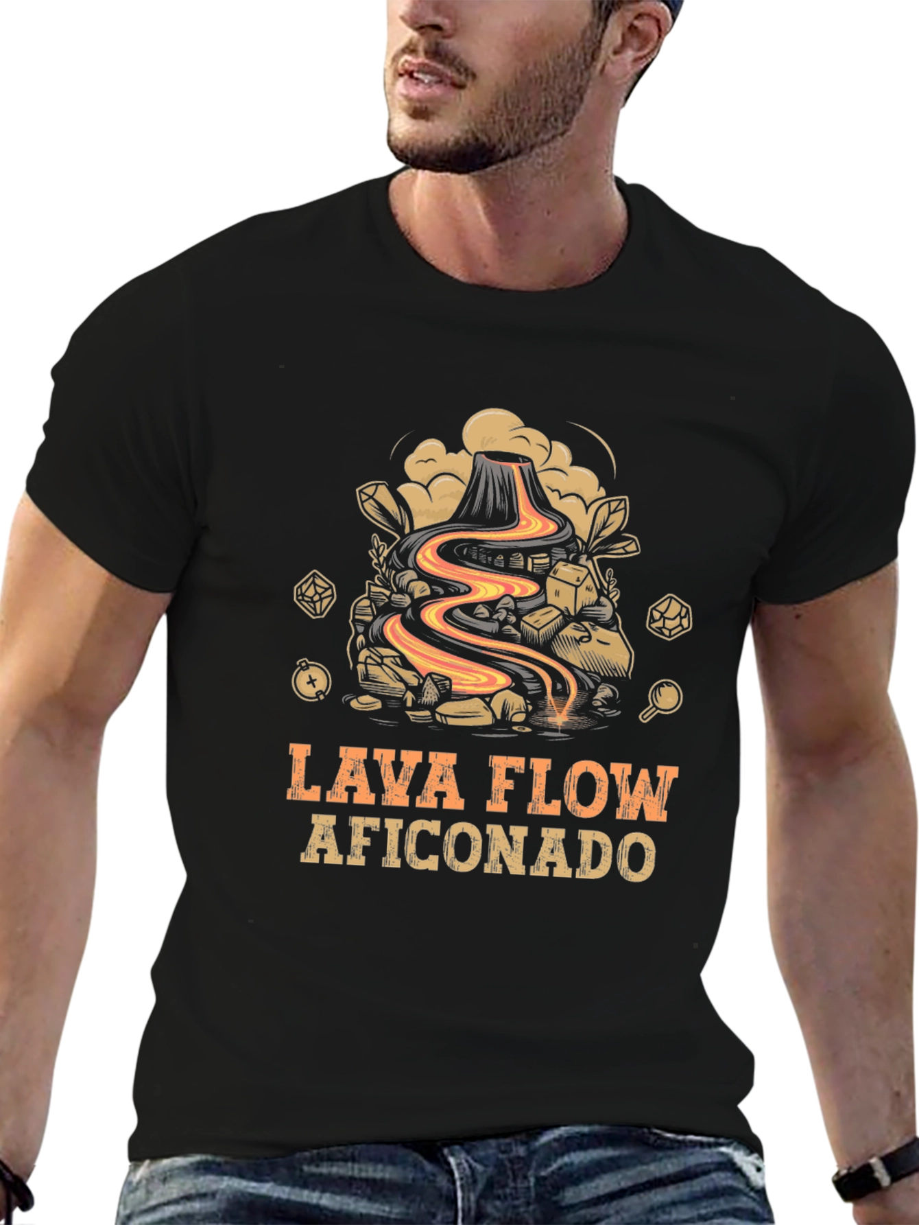 Lava Flow Aficionado Graphic Tee - Volcano Design
