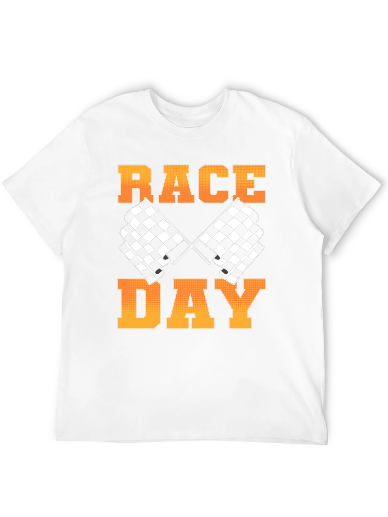 Race Day Black T-Shirt with Checkered Flags Design