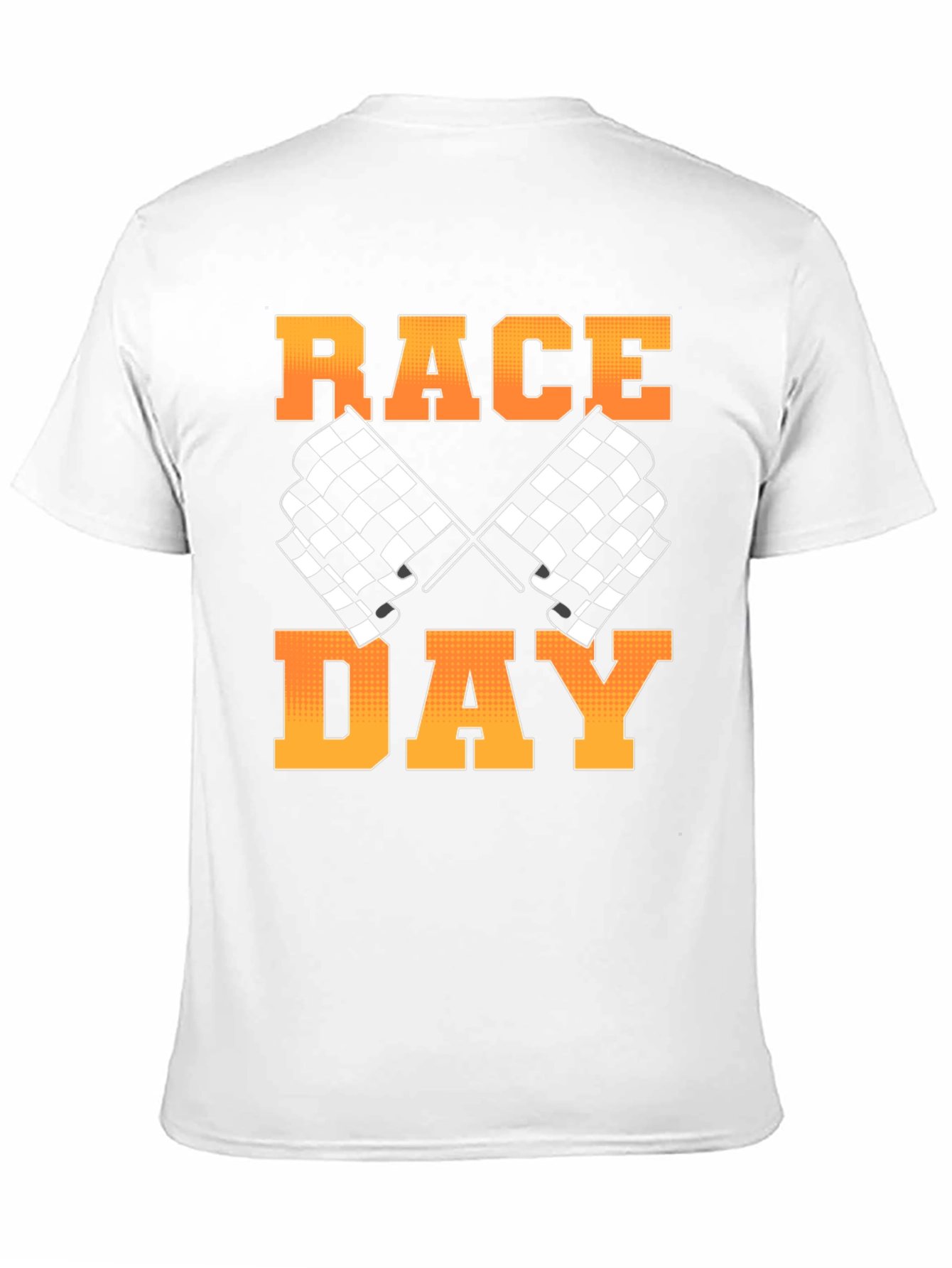 Race Day Black T-Shirt with Checkered Flags Design