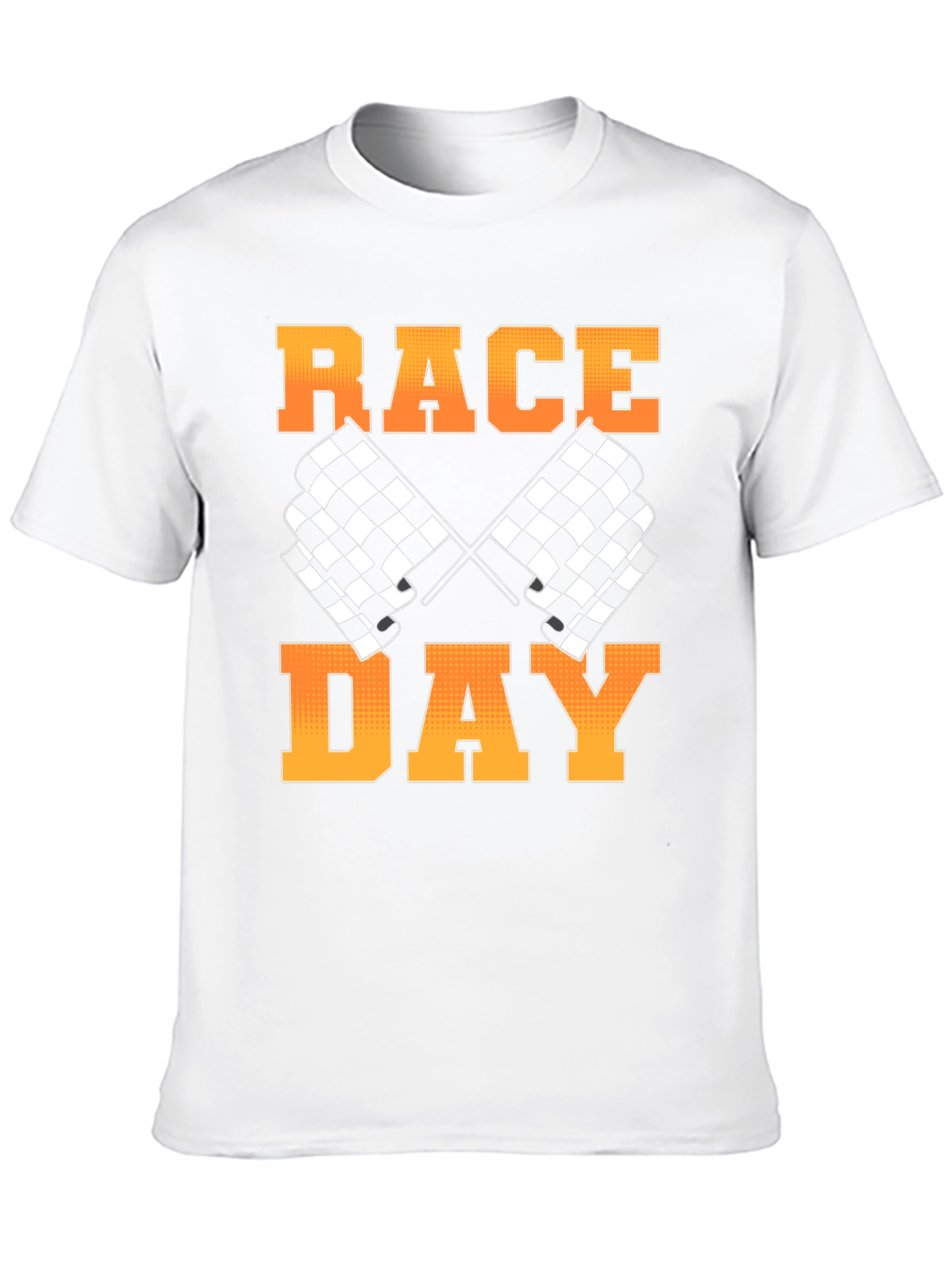 Race Day Black T-Shirt with Checkered Flags Design