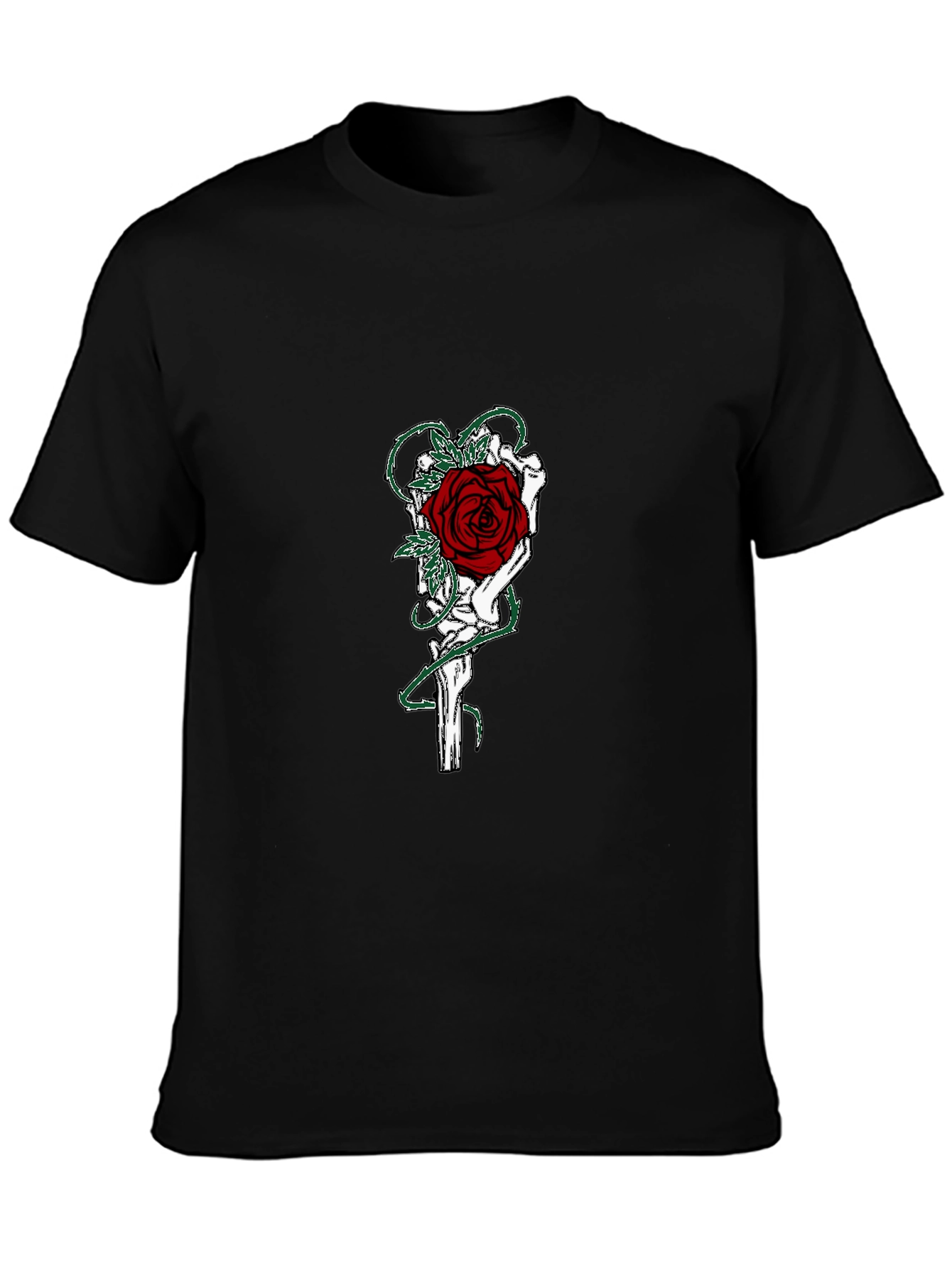 Gothic Rose Skeleton Hand Graphic T-Shirt