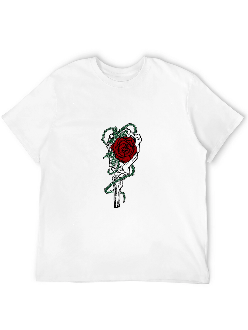 Gothic Rose Skeleton Hand Graphic T-Shirt