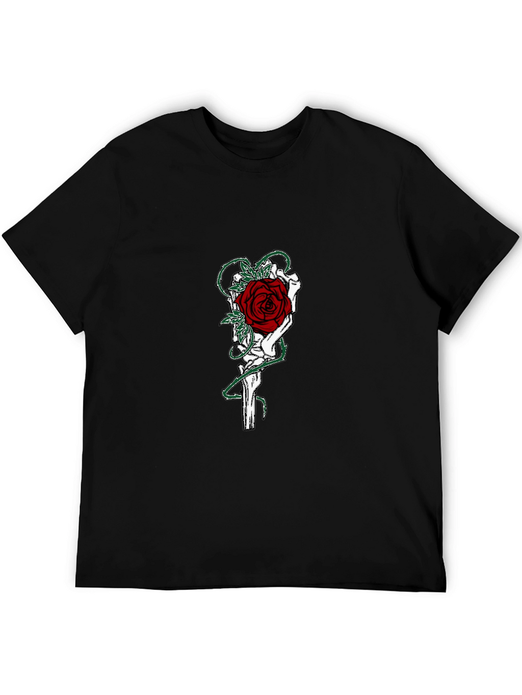 Gothic Rose Skeleton Hand Graphic T-Shirt