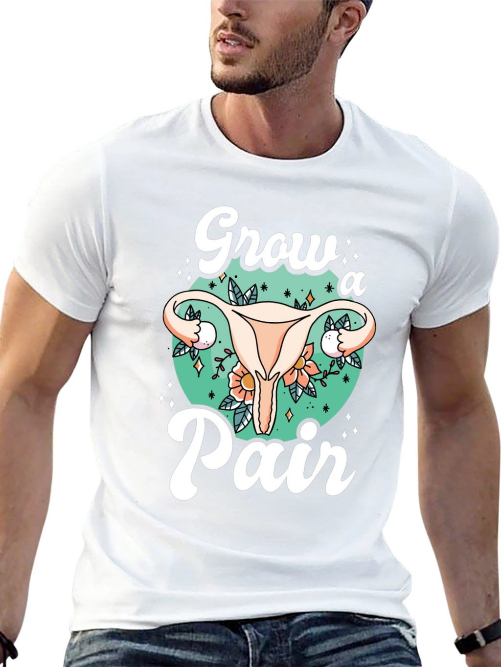 Grow a Pair Graphic Tee - Unique Uterus Design