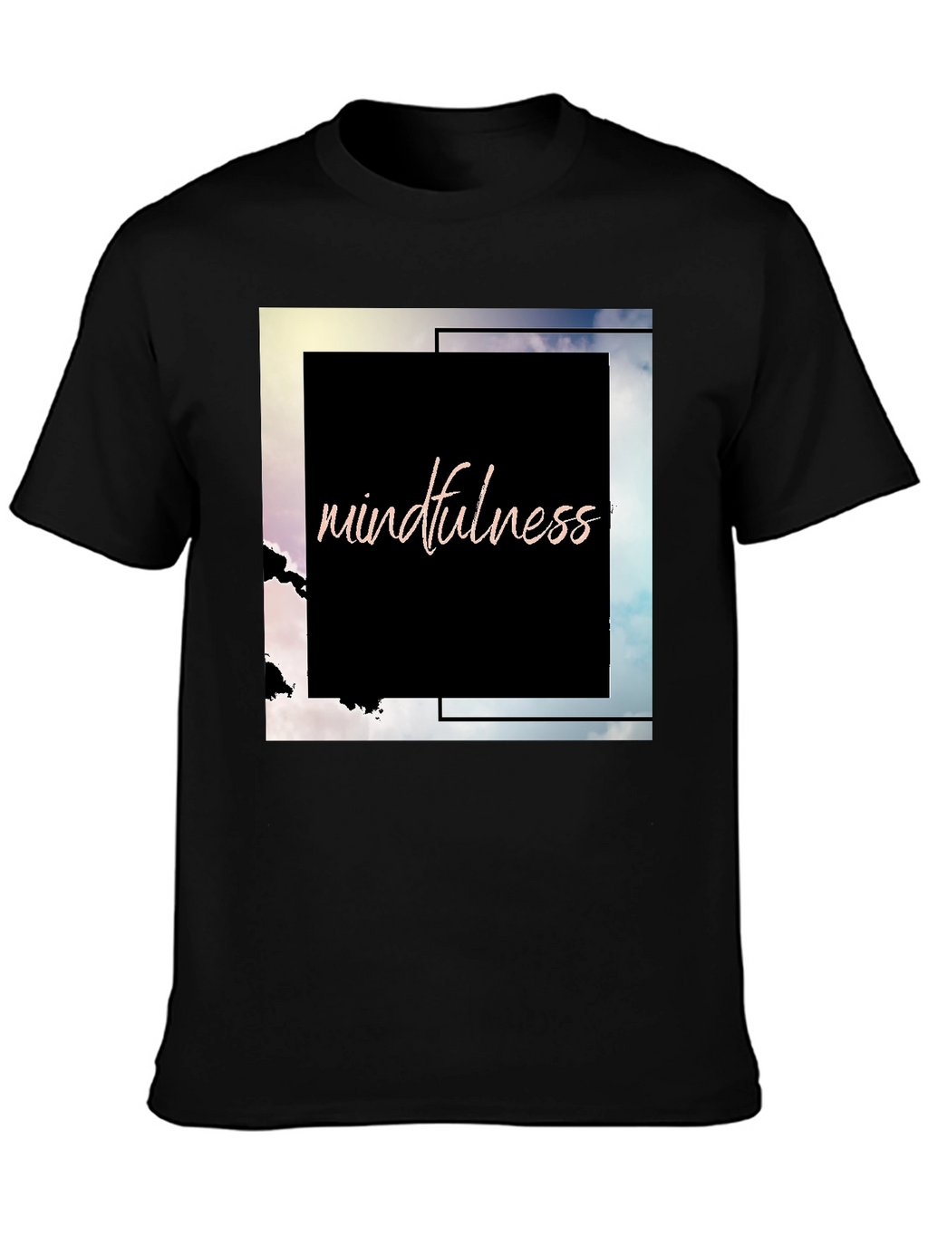 Mindfulness Graphic Tee - Black Cotton Blend T-Shirt