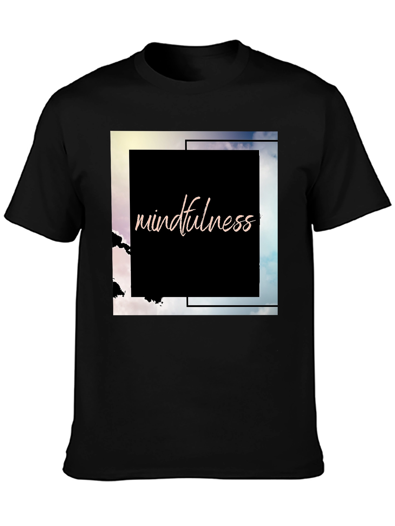 Mindfulness Graphic Tee - Black Cotton Blend T-Shirt