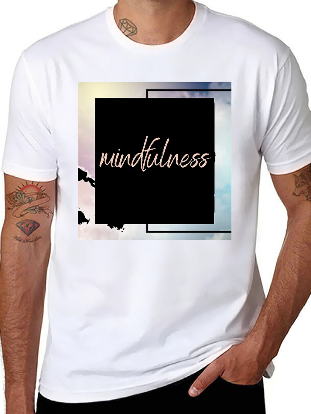 Mindfulness Graphic Tee - Black Cotton Blend T-Shirt