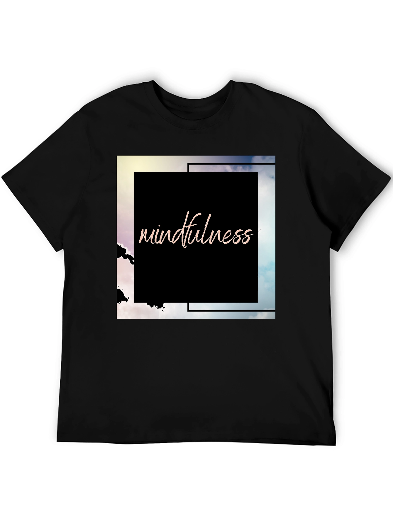 Mindfulness Graphic Tee - Black Cotton Blend T-Shirt