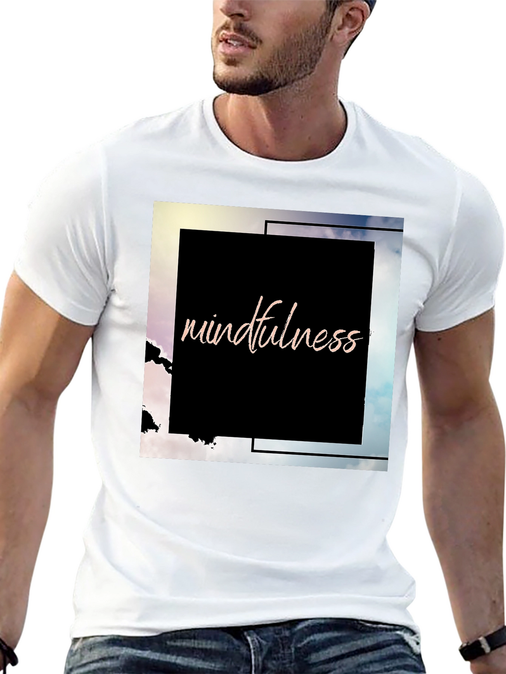 Mindfulness Graphic Tee - Black Cotton Blend T-Shirt