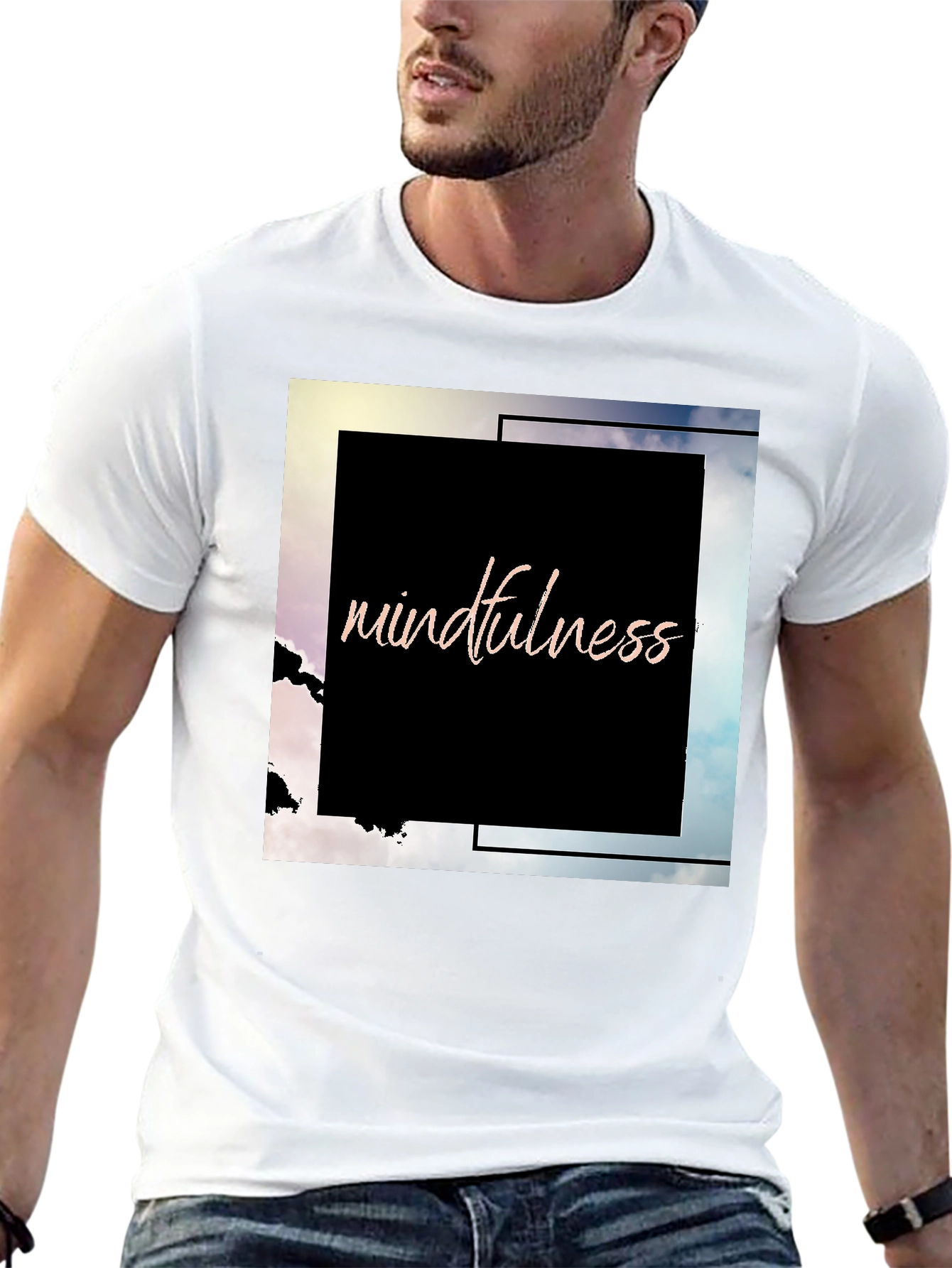 Mindfulness Graphic Tee - Black Cotton Blend T-Shirt