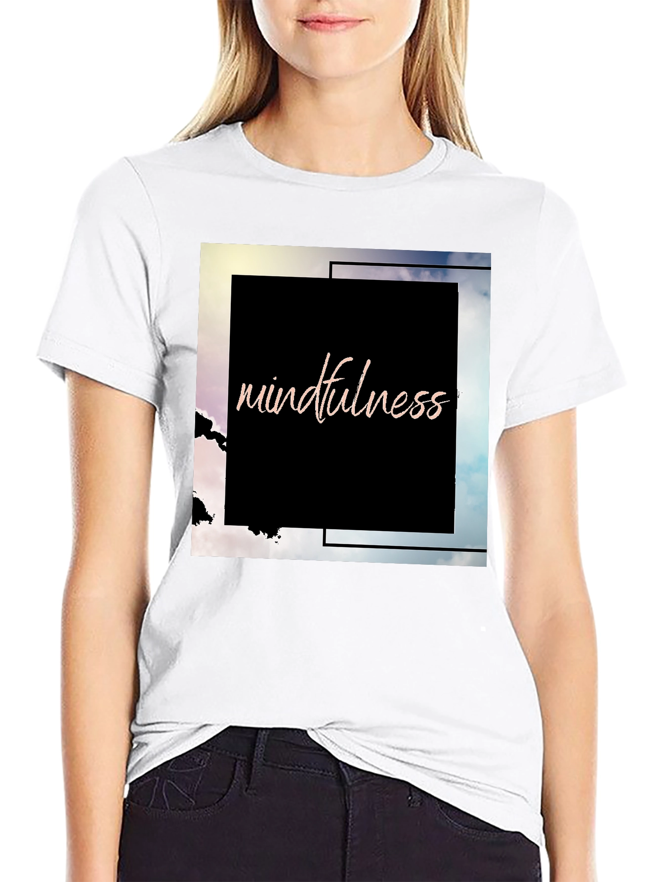 Mindfulness Graphic Tee - Black Cotton Blend T-Shirt