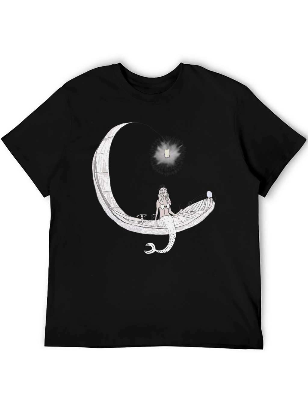 Mermaid Moon Graphic T-Shirt - Black