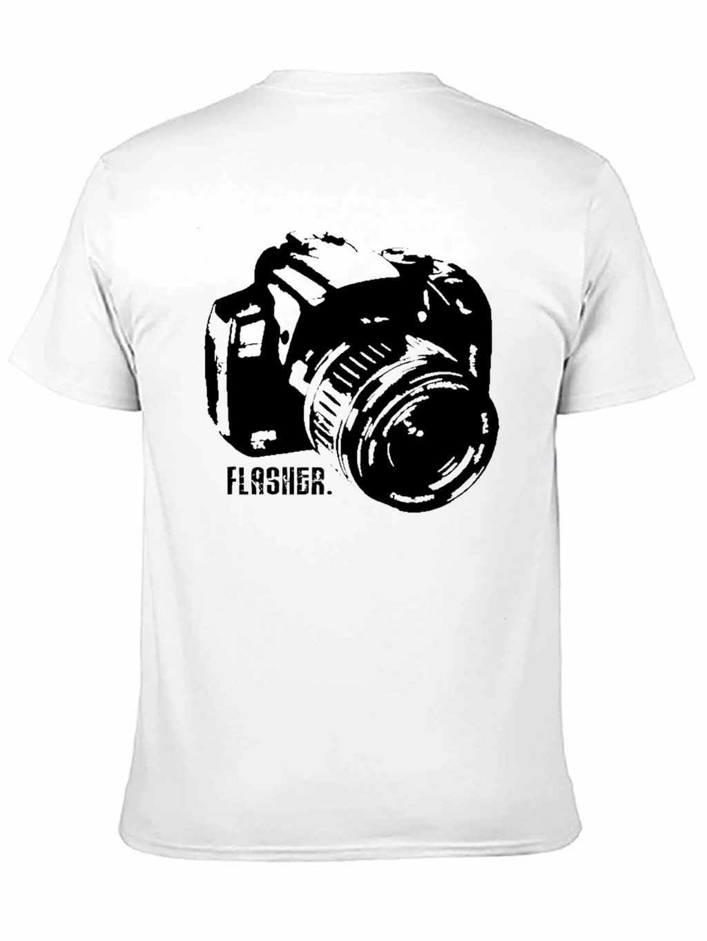 Photographer Camera FLASHER Graphic Print Black T-Shirt