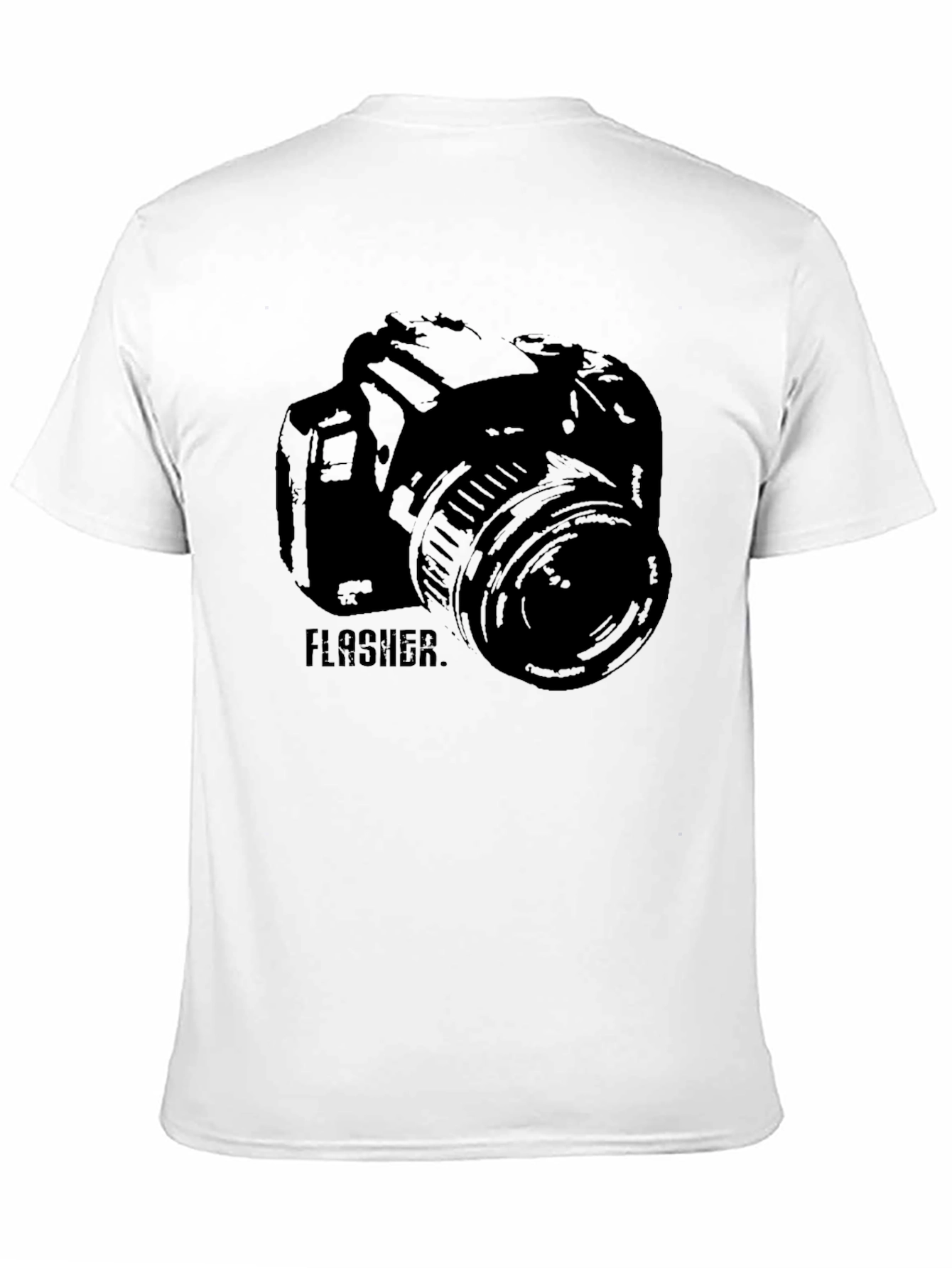 Photographer Camera FLASHER Graphic Print Black T-Shirt
