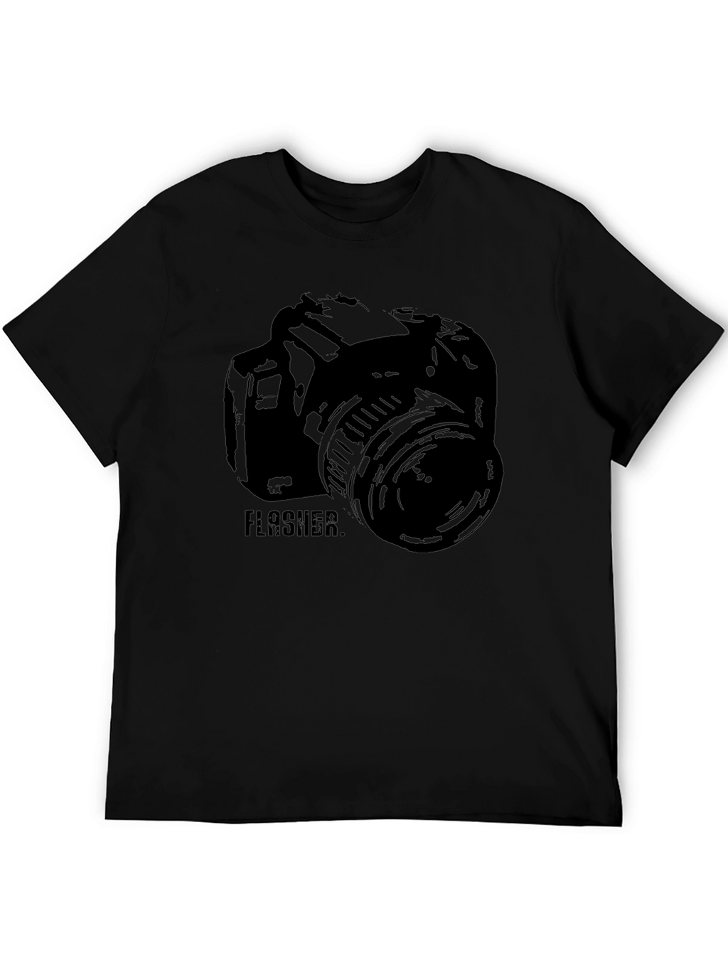 Photographer Camera FLASHER Graphic Print Black T-Shirt