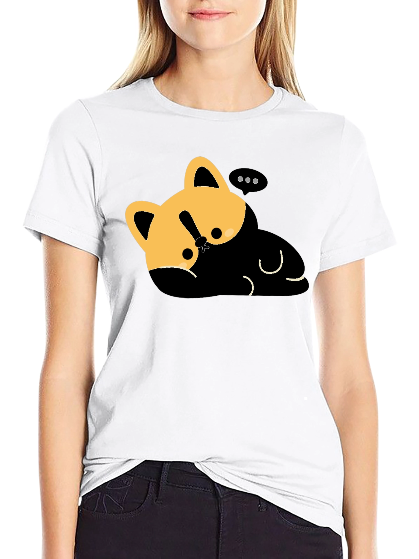Cute Cat Nap T-Shirt - Relaxed Fit Black