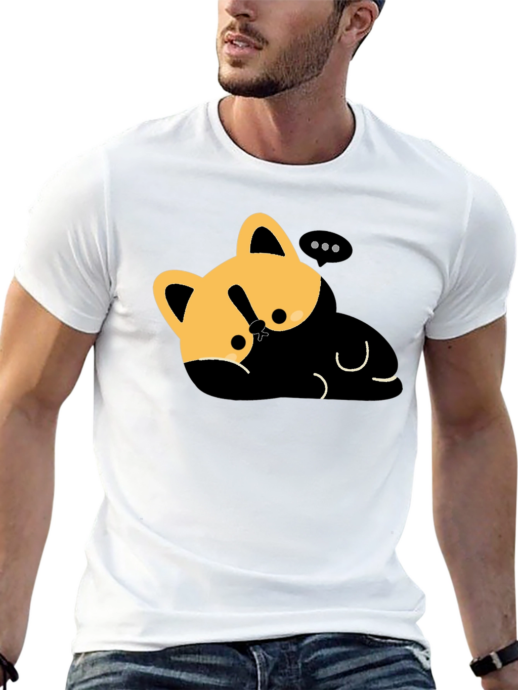 Cute Cat Nap T-Shirt - Relaxed Fit Black