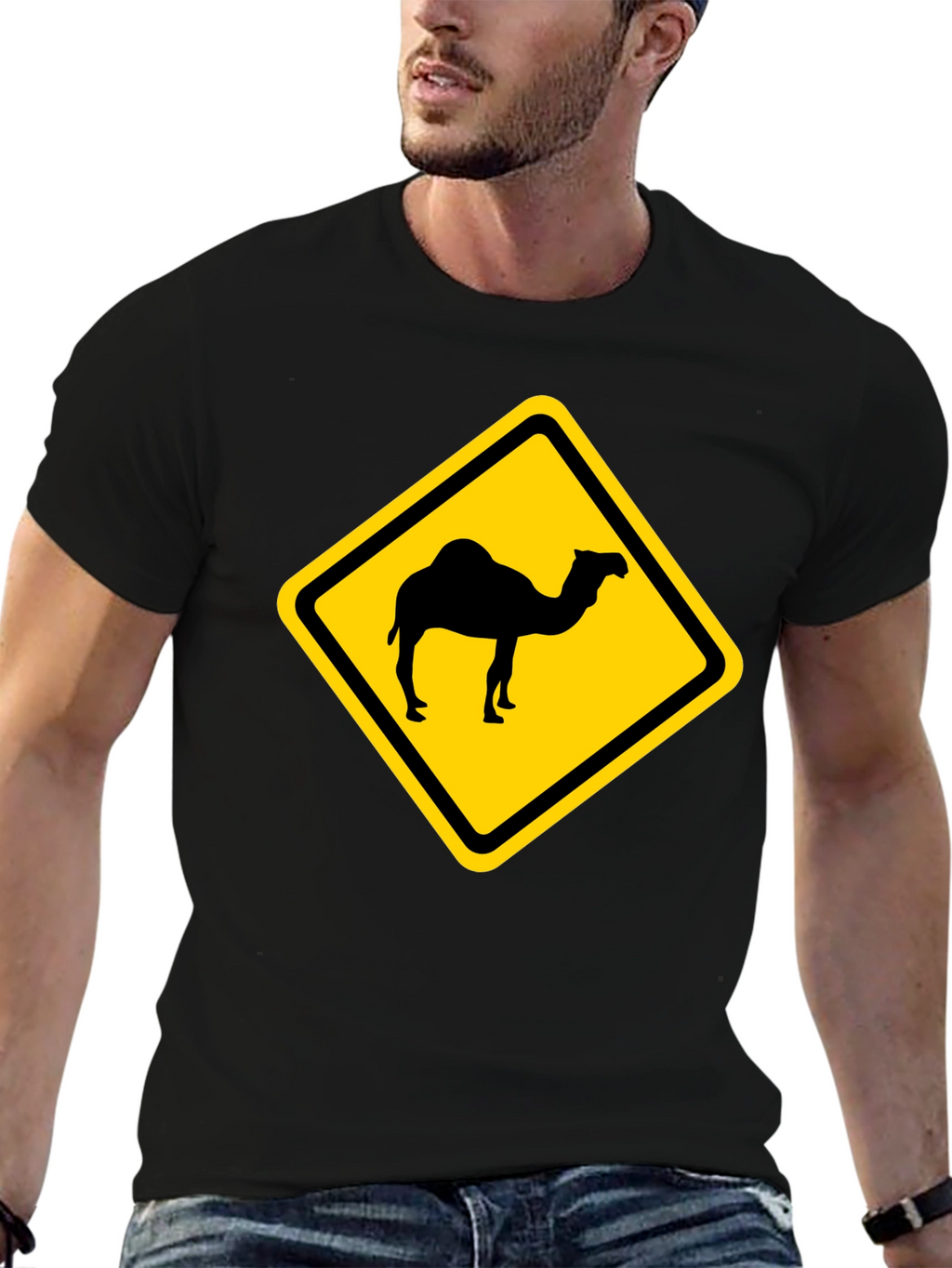 Camel Crossing T-Shirt - Caution Road Sign Novelty Tee
