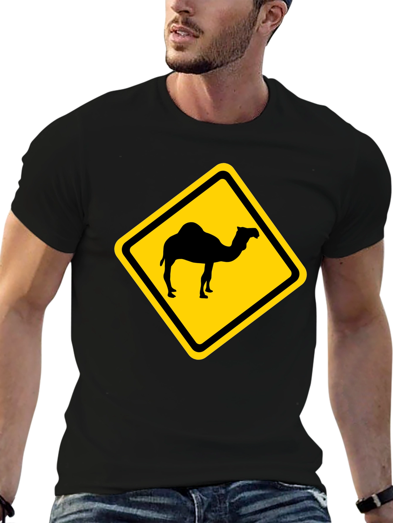 Camel Crossing T-Shirt - Caution Road Sign Novelty Tee