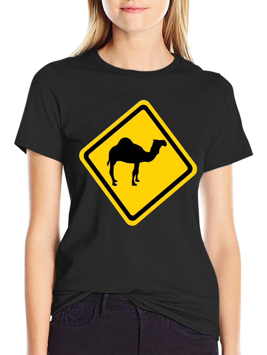 Camel Crossing T-Shirt - Caution Road Sign Novelty Tee