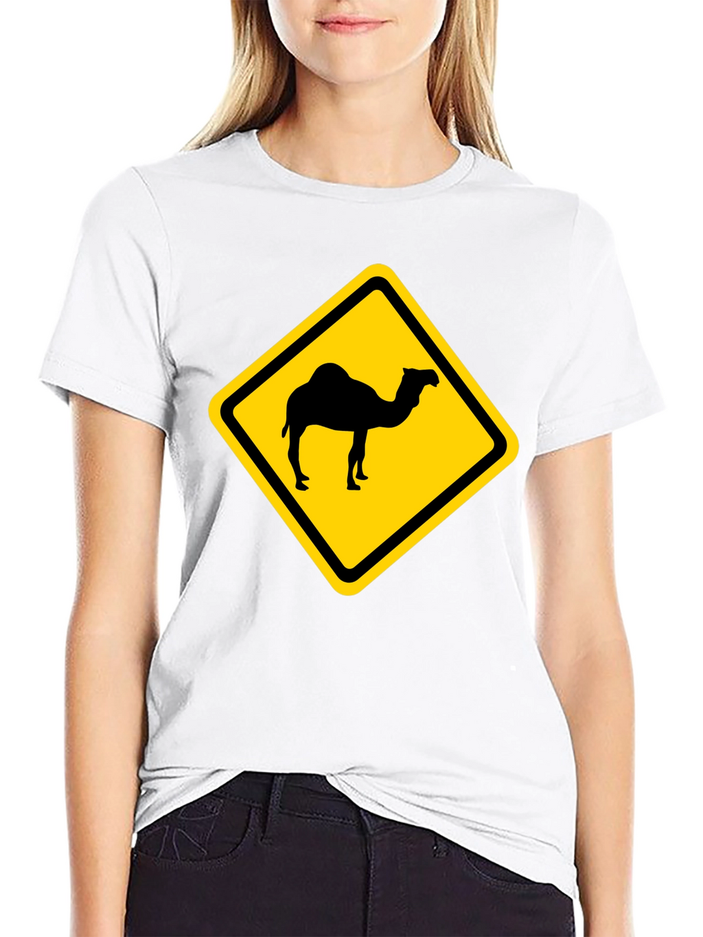 Camel Crossing T-Shirt - Caution Road Sign Novelty Tee
