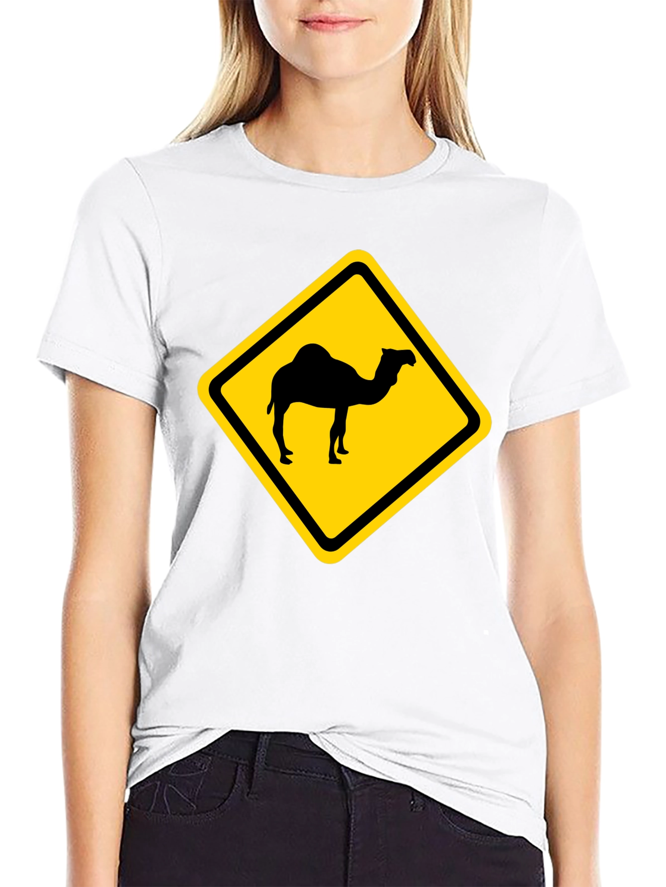 Camel Crossing T-Shirt - Caution Road Sign Novelty Tee