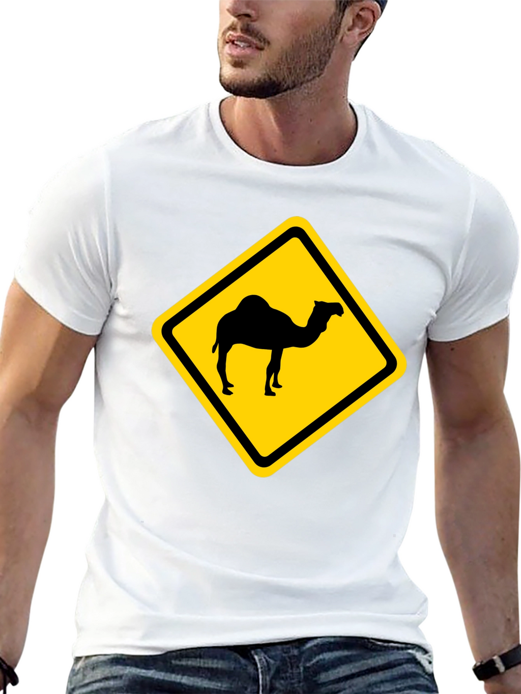 Camel Crossing T-Shirt - Caution Road Sign Novelty Tee