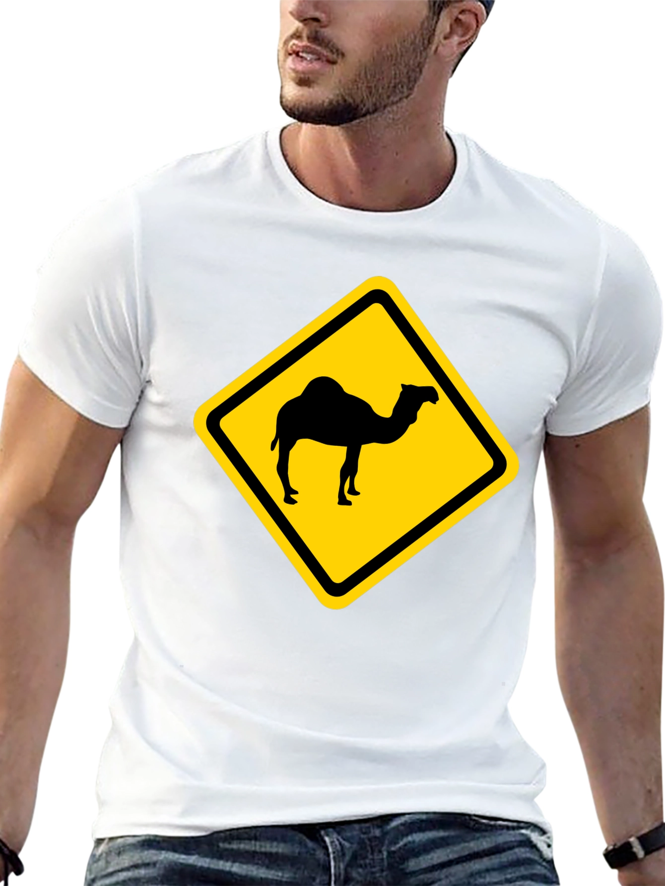 Camel Crossing T-Shirt - Caution Road Sign Novelty Tee