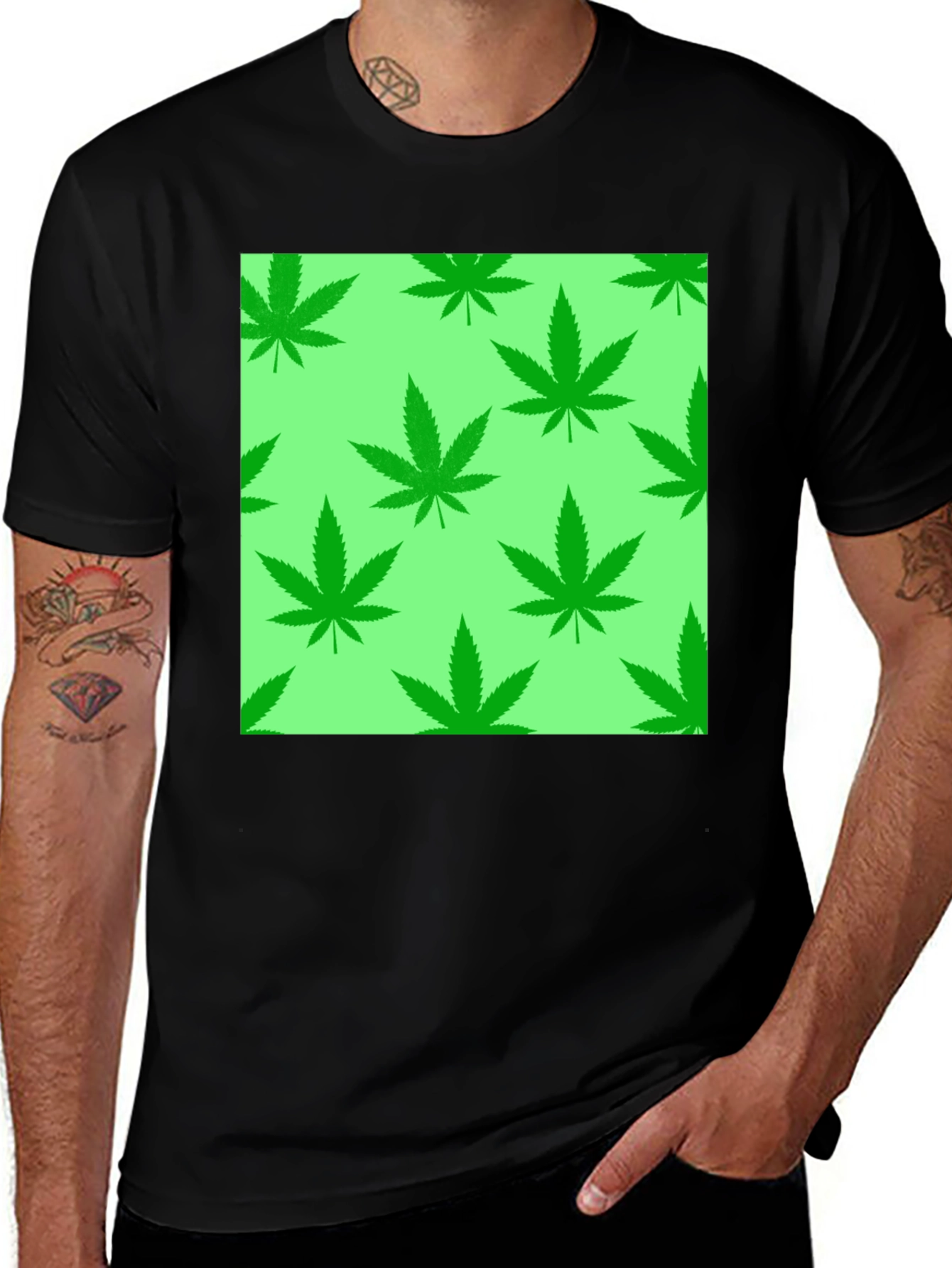 Weed Leaf T-Shirt - Green Marijuana Design
