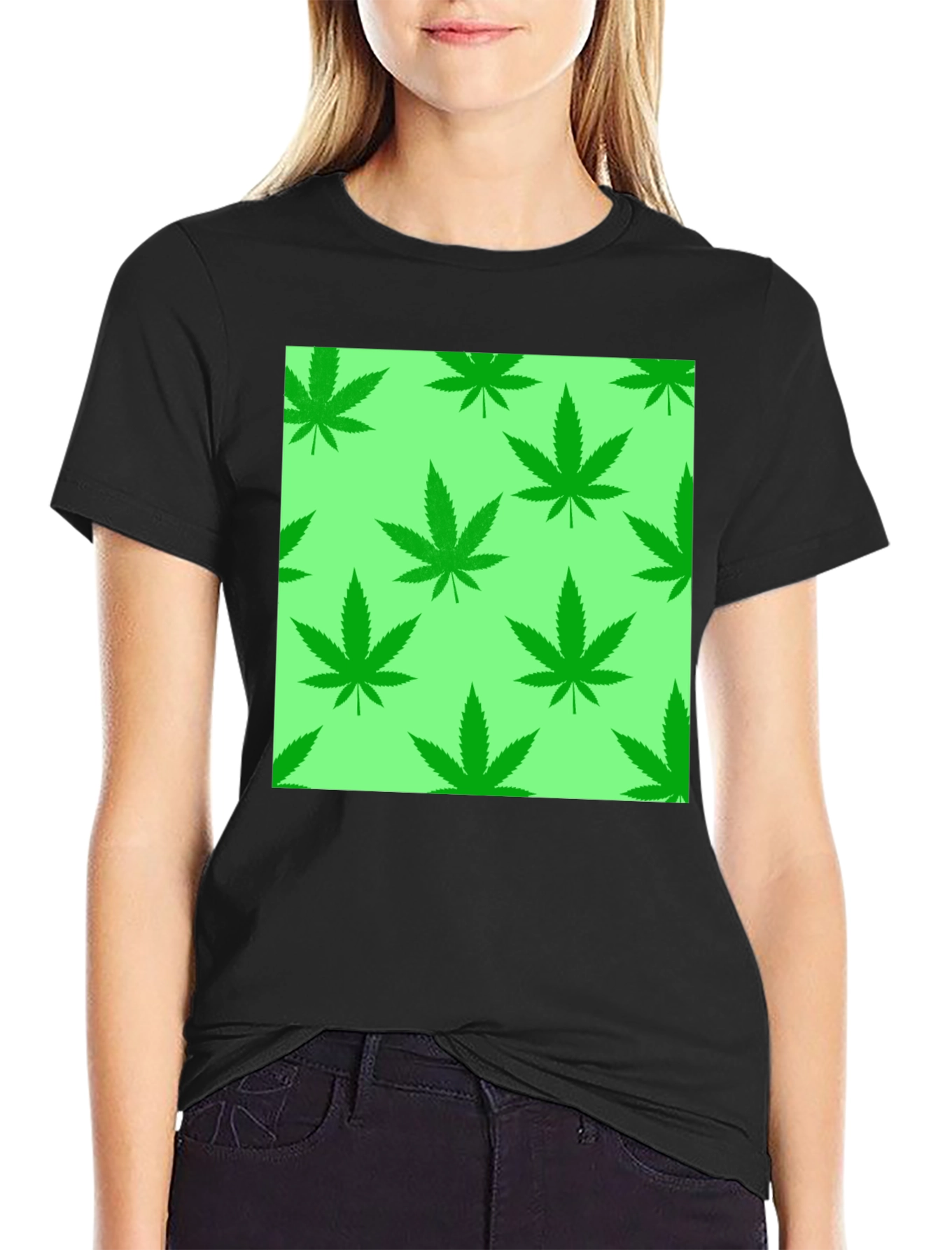 Weed Leaf T-Shirt - Green Marijuana Design