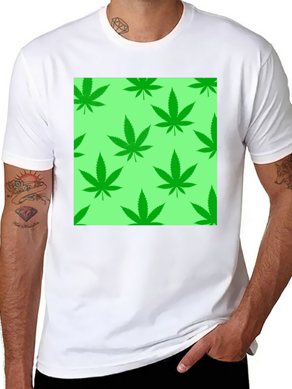 Weed Leaf T-Shirt - Green Marijuana Design