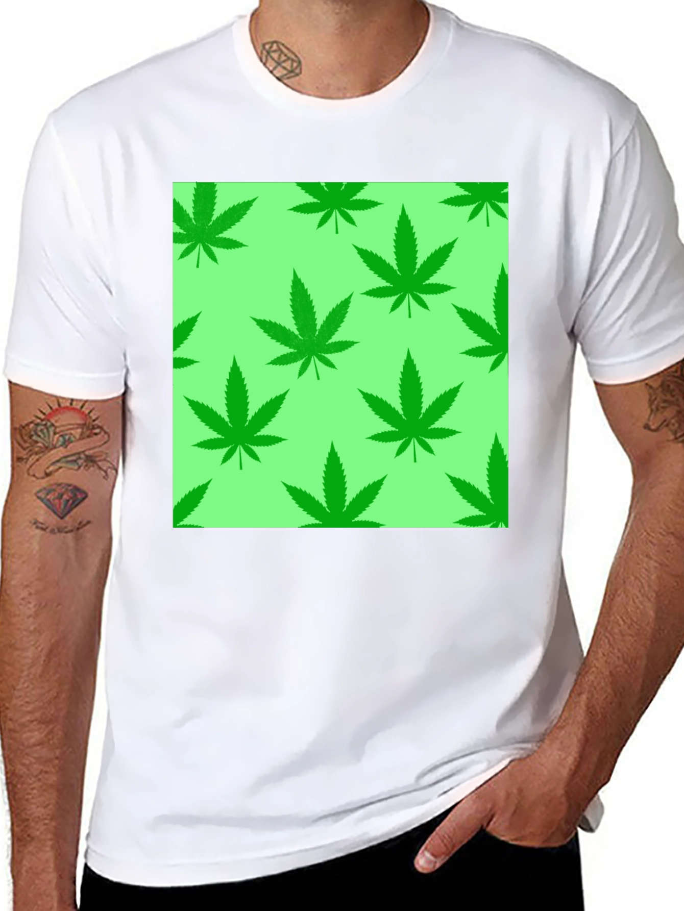 Weed Leaf T-Shirt - Green Marijuana Design