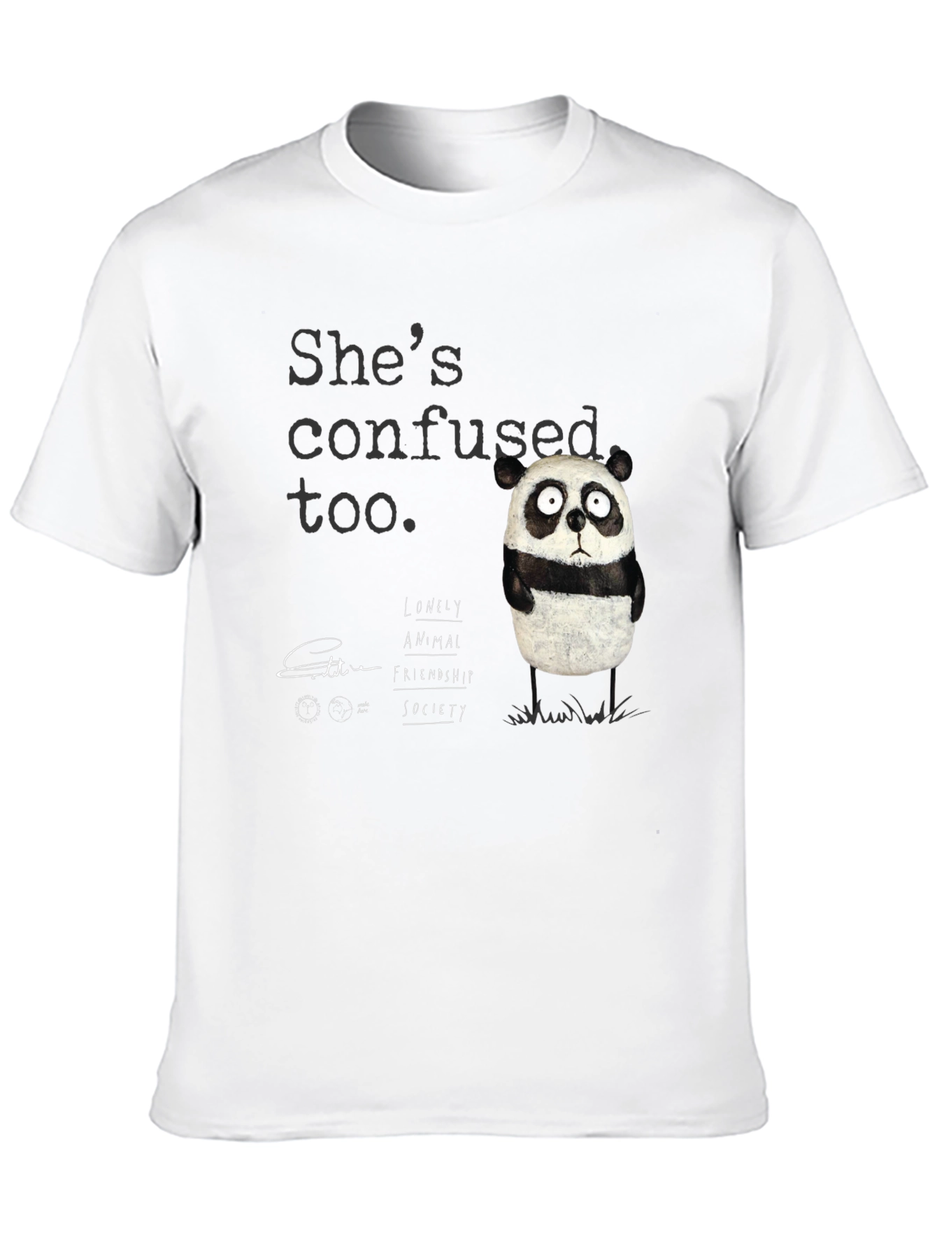 Confused Panda Graphic T-Shirt - Lonely Animal Friendship Society Tee