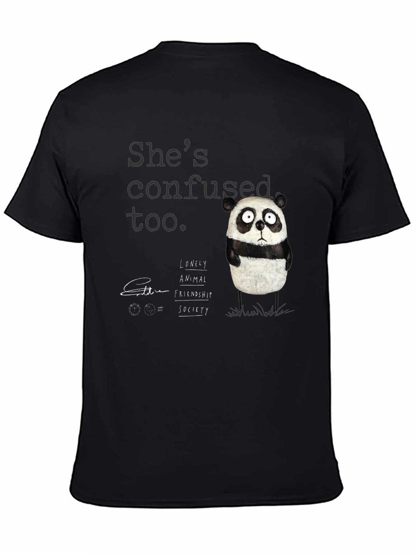 Confused Panda Graphic T-Shirt - Lonely Animal Friendship Society Tee