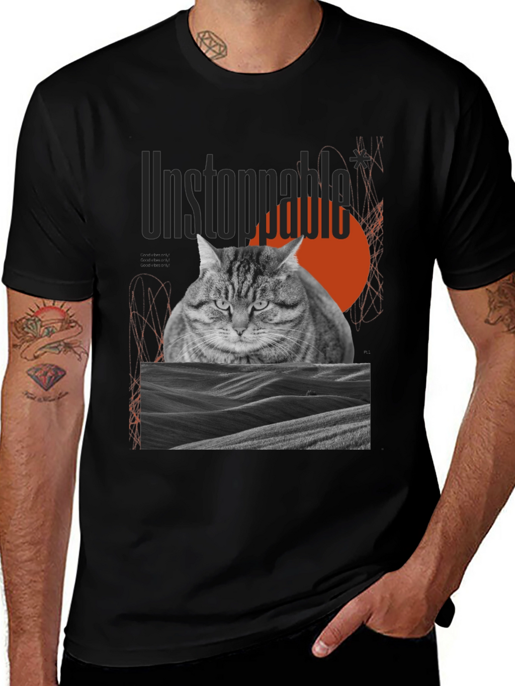 Unstoppable Cat Graphic Tee - Premium Cotton Blend