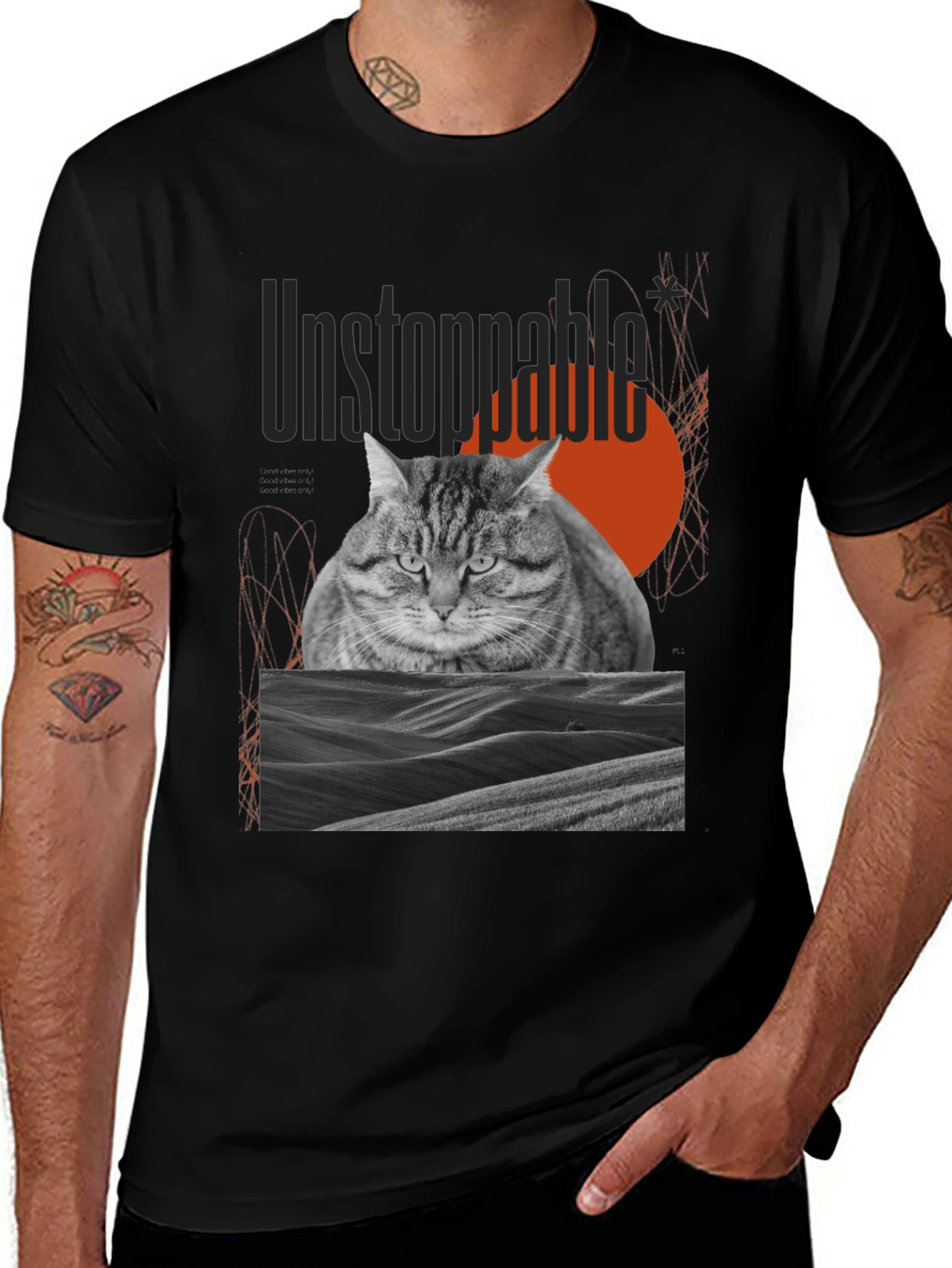 Unstoppable Cat Graphic Tee - Premium Cotton Blend