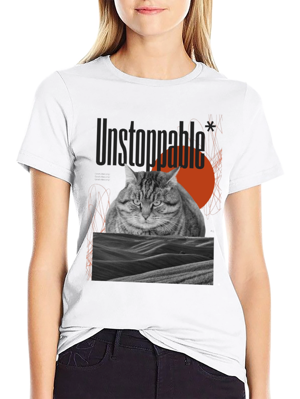 Unstoppable Cat Graphic Tee - Premium Cotton Blend