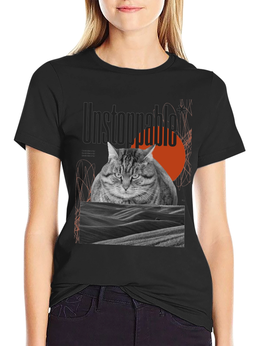 Unstoppable Cat Graphic Tee - Premium Cotton Blend