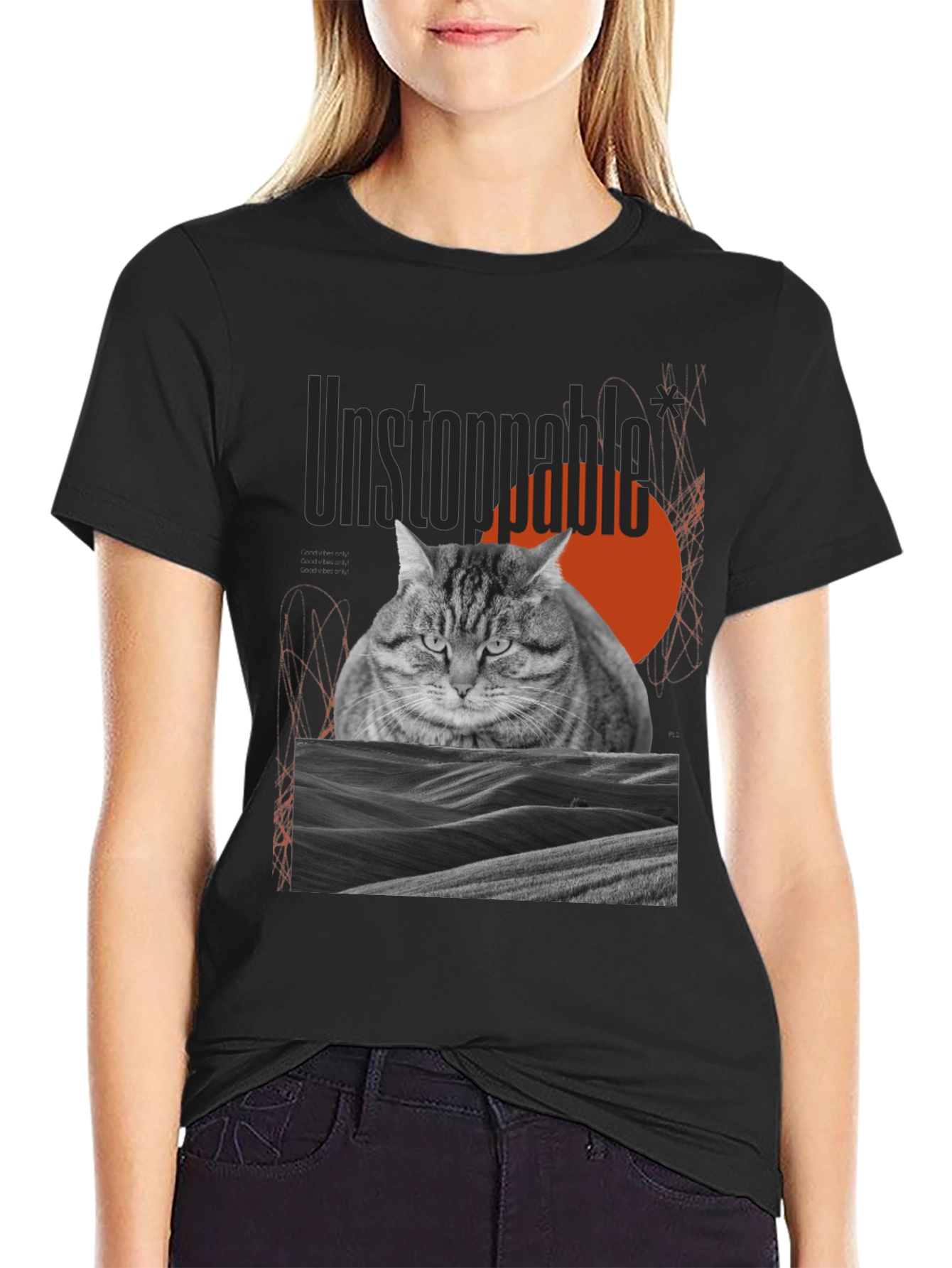 Unstoppable Cat Graphic Tee - Premium Cotton Blend