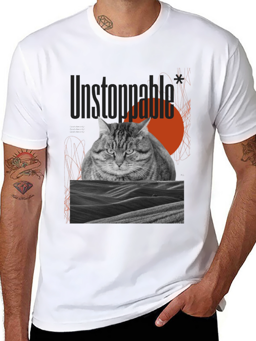 Unstoppable Cat Graphic Tee - Premium Cotton Blend