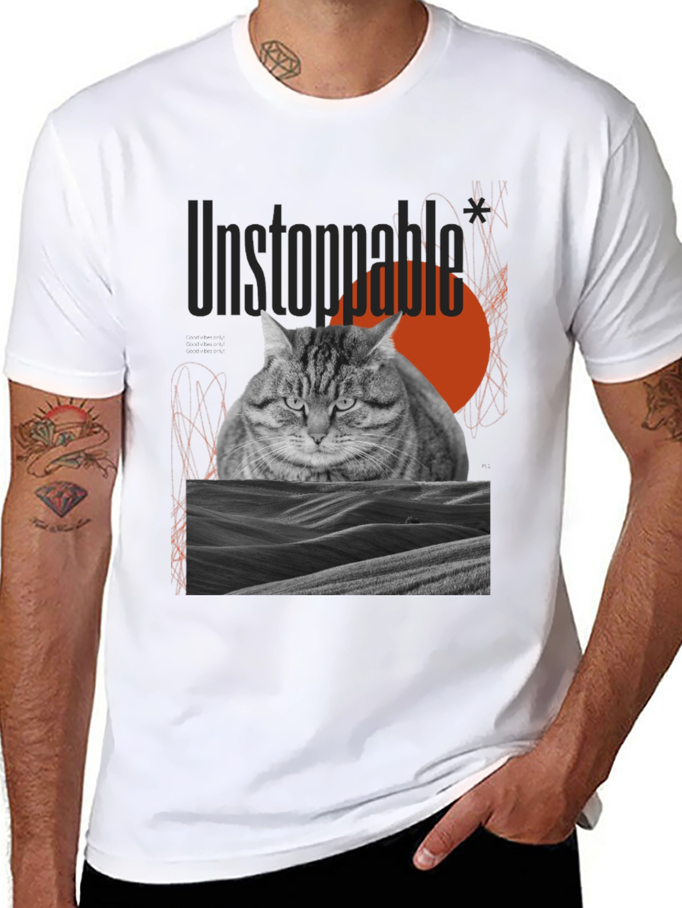 Unstoppable Cat Graphic Tee - Premium Cotton Blend