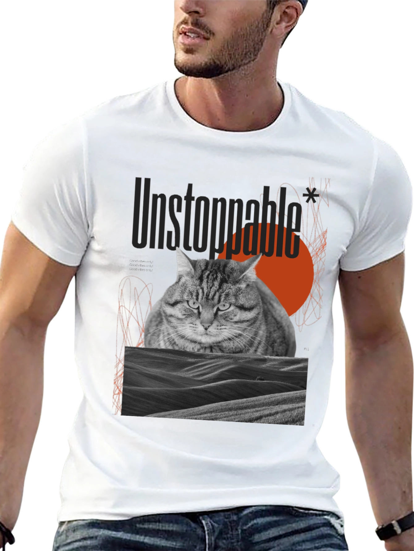 Unstoppable Cat Graphic Tee - Premium Cotton Blend